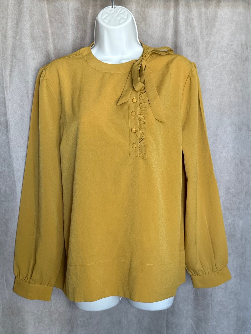 Tulip B Unique Vintage Mustard Long Sleeve Blouse M